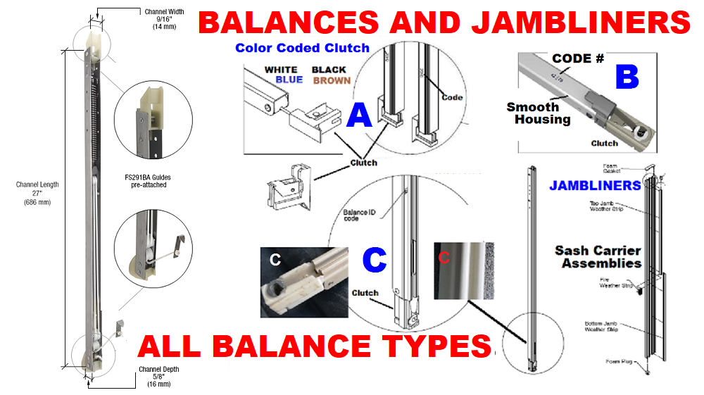 Kolbe Double Hung Single Hung Window Balances Color Coded 28" 36